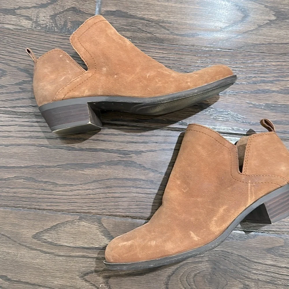 Lucky brand brown suede leather ankle booties size 8